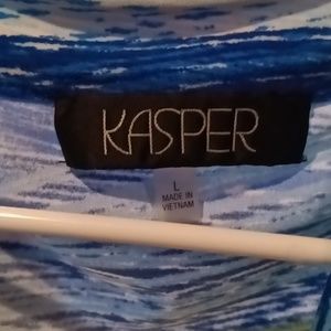 FINAL PRICE KASPER multi-colored striped plunging neckline sleeveless blouse Lg